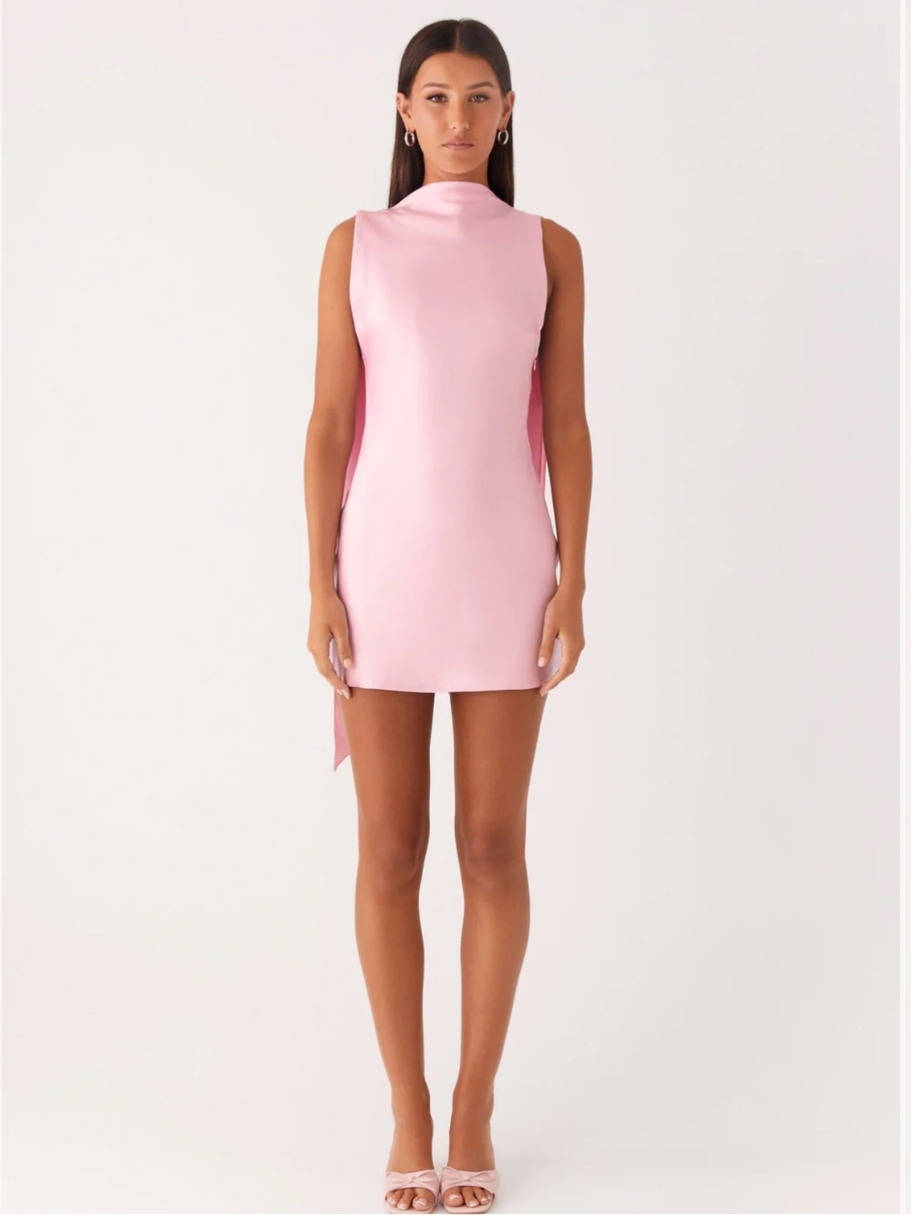 Peppermayo Satin High-Neck Mini Dress - Light Pink - Picture 2 of 4